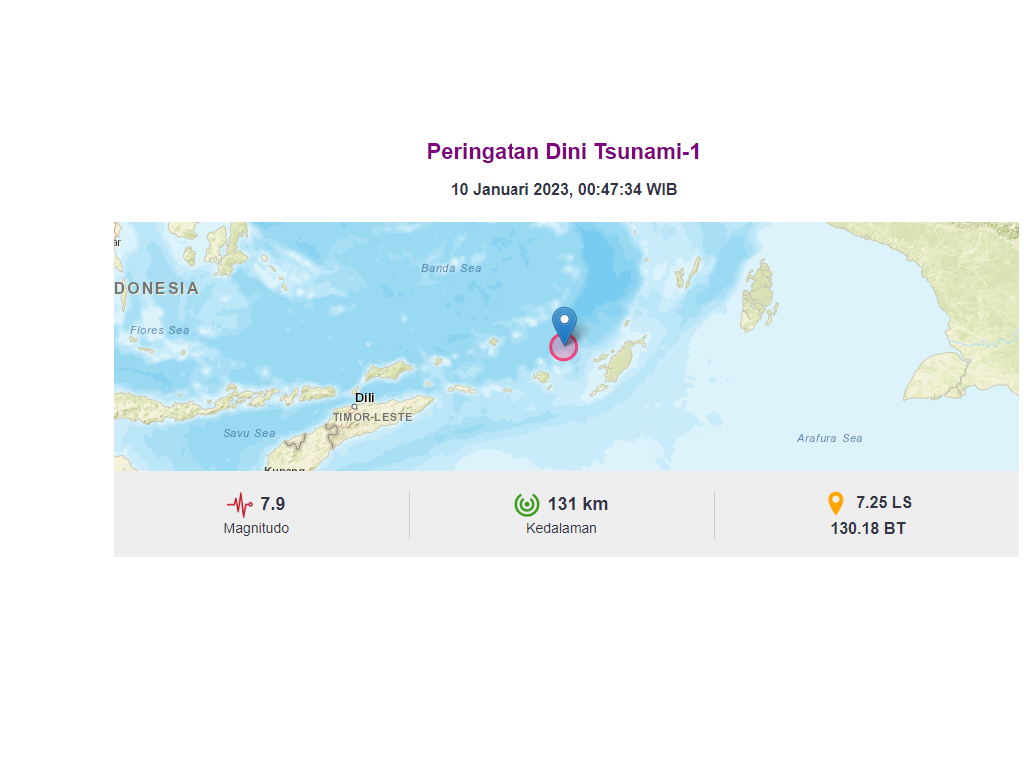 Potensi Tsunami Usai Gempa M 7,9 Maluku, Pemda Diminta Arahkan Warga Evakuasi