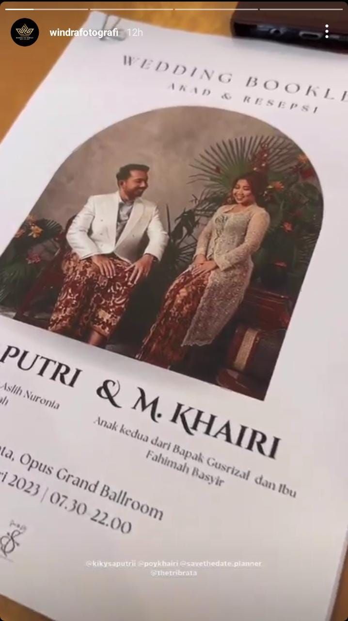 Tanggal pernikahan Kiky Saputri dan M. Khairi