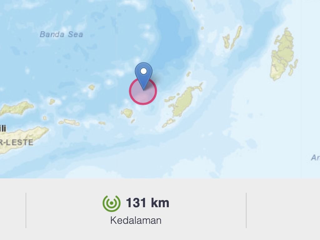 Titik Gempa M 7,9 Maluku Berpotensi Tsunami Berada di Laut Kedalman 131 Km