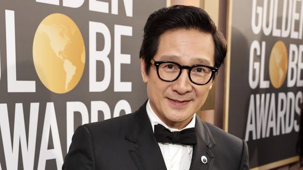 BEVERLY HILLS, CALIFORNIA - JANUARY 10: 80th Annual GOLDEN GLOBE AWARDS -- Pictured: (l-r) Ke Huy Quan arrives at the 80th Annual Golden Globe Awards held at the Beverly Hilton Hotel on January 10, 2023 in Beverly Hills, California. --  (Photo by Todd Williamson/NBC/NBC via Getty Images)