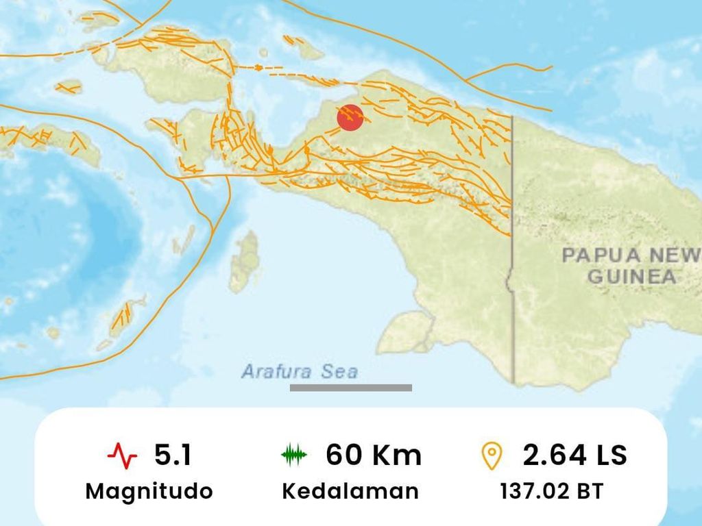 Gempa M 5,1 Guncang Waropen Papua, Berpusat di Darat
