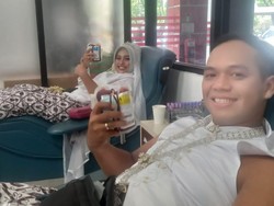 Pernikahan Unik di Sragen, Pengantin Langsung Donor Darah ke PMI Usai Ijab
