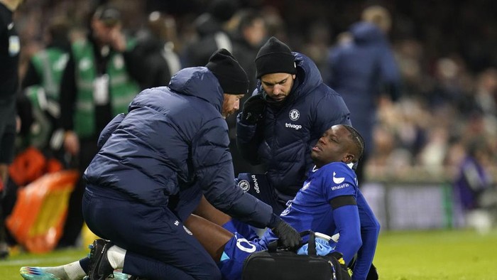 Chelseas Denis Zakaria receives medical attention during the Premier League match at Craven Cottage, London. Picture date: Thursday January 12, 2023. (Photo by Andrew Matthews/PA Images via Getty Images)