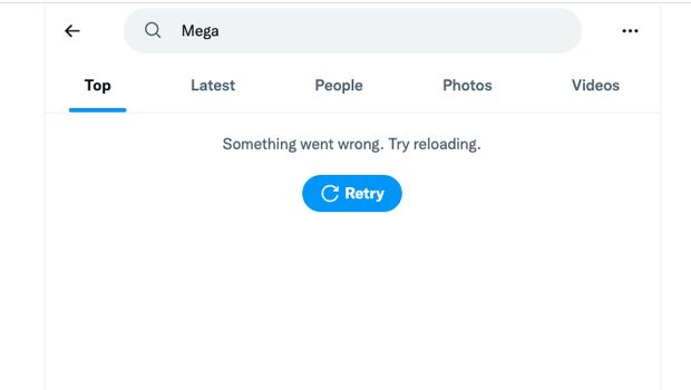 Mega tak memunculkan hasil pencarian di Twitter)