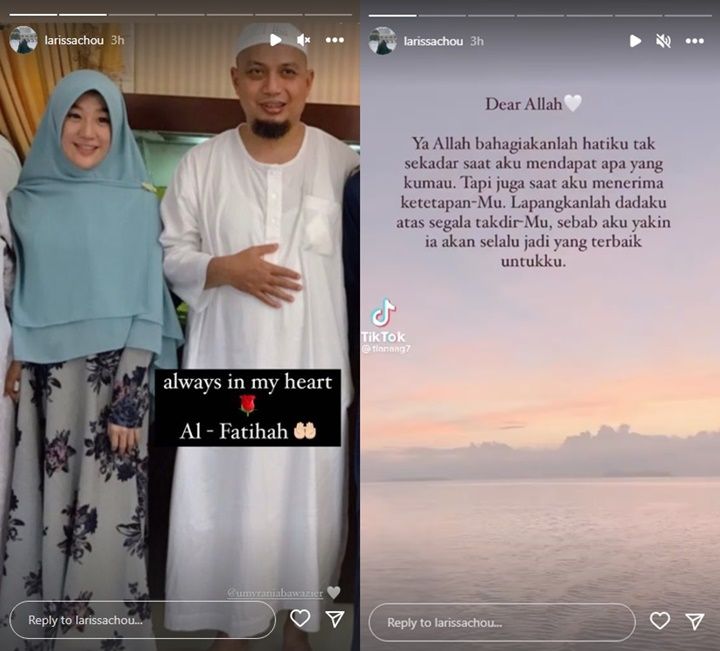 Unggahan Larissa Chou soal kerinduan pada mendiang ustaz Arifin Ilham.