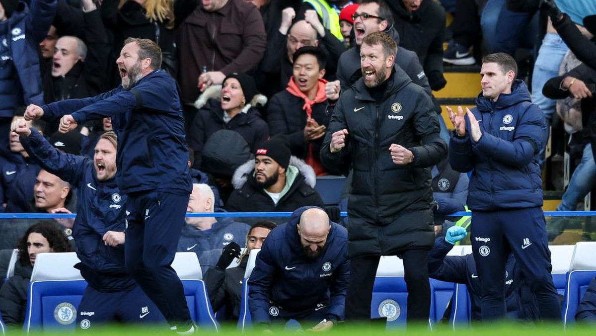 Graham Potter lega Chelsea akhirnya menang (Foto: Getty Images/Robin Jones)