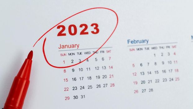 Red mark on the calendar at January