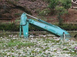 Cerita Ekskavator 7 Tahun Terjebak di Danau Kebun Buah Mangunan Bantul
