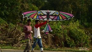 Serunya Lomba Layangan di Desa Sangau di Riau