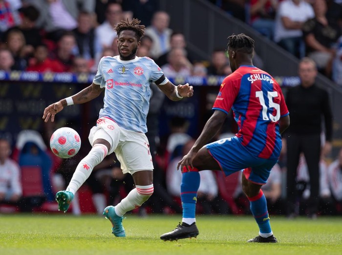 Fred of Manchester United controls the ball during the Premier League match between Crystal Palace and Manchester United at Selhurst Park, London on Sunday 22nd May 2022.  (Photo by Federico Maranesi /MI News/NurPhoto via Getty Images)