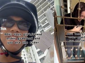 Kocak! Driver Ojol Ini Antar Pesanan Makanan Kekasihnya Sendiri