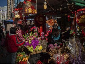 Semarak Pasar Bunga di Hong Kong Sambut Perayaan Imlek