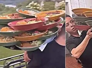 Angkut Banyak Piring dalam 1 Nampan, Pelayan Ini Banjir Pujian