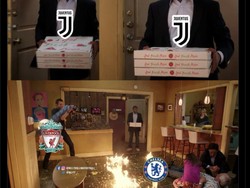 Satu lagi meme Juventus ke papan tengah, dengan Liverpool dan Chelsea ikut kena senggol. Foto: dok. Twitter