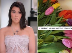 Aneh! Kourtney Kardashian Beri Saran Followersnya Makan Bunga