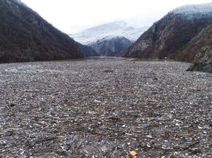 Penampakan Pulau Sampah di Sungai Drina Bosnia