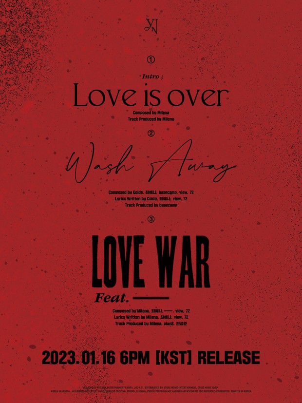 Tracklist Single Album Love War / Foto : twitter.com/YENA_OFFICIAL