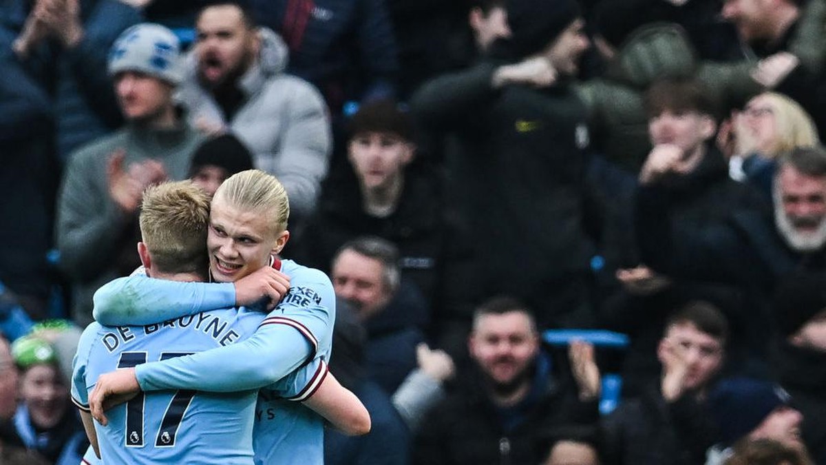 Erling Haaland butuh sokongan pemain-pemain Man City lainnya (AFP via Getty Images/PAUL ELLIS)