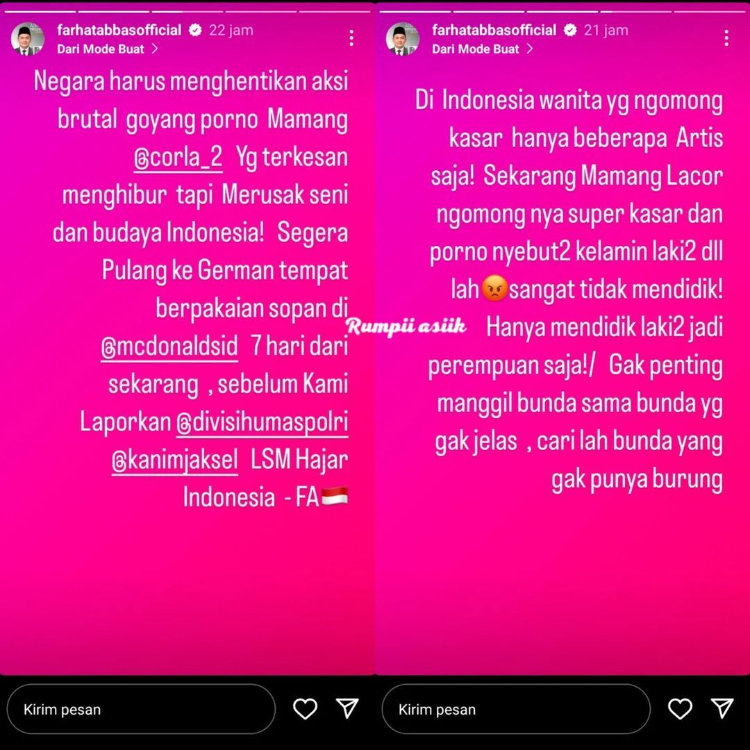 Unggahan Farhat Abbas yang menyentil Bunda Corla.