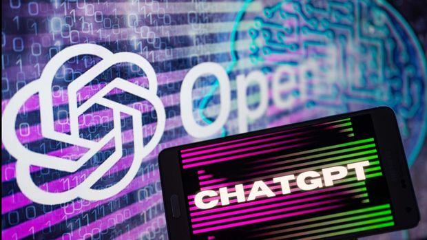 OpenAI logo seen on screen with ChatGPT website displayed on mobile seen in this illustration, on January 8, 2023 in Brussels, Belgium. (Photo illustration by Jonathan Raa/NurPhoto via Getty Images)