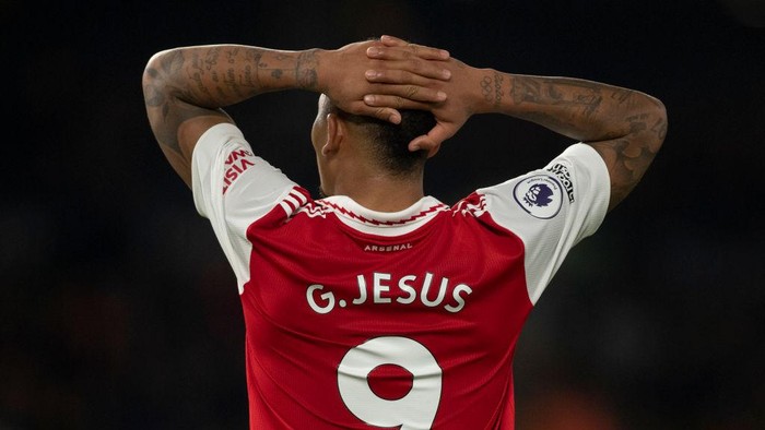 WOLVERHAMPTON, ENGLAND - NOVEMBER 12: Gabriel Jesus of Arsenal during the Premier League match between Wolverhampton Wanderers and Arsenal FC at Molineux on November 12, 2022 in Wolverhampton, United Kingdom. (Photo by Visionhaus/Getty Images)