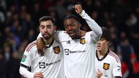 Manchester United berpesta 3-0 atas Nottingham Forest di City Ground pada leg pertama semifinal Piala Liga Inggris, Jumat (26/1/2023) dini hari WIB. (Foto: REUTERS/MOLLY DARLINGTON)
