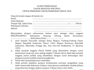 Surat Pernyataan Pantarlih Pemilu 2024: Contoh dan Link Download Surat Pernyataan Pantarlih Pemilu 2024: Contoh dan Link Download