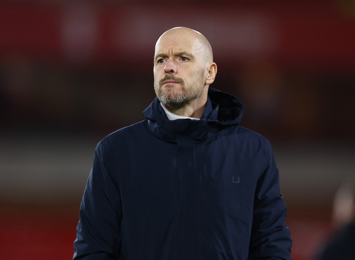 Soccer Football - Carabao Cup - Semi Final - First Leg - Nottingham Forest v Manchester United - The City Ground, Nottingham, Britain - January 25, 2023 Manchester United manager Erik ten Hag on the pitch before the match REUTERS/Molly Darlington