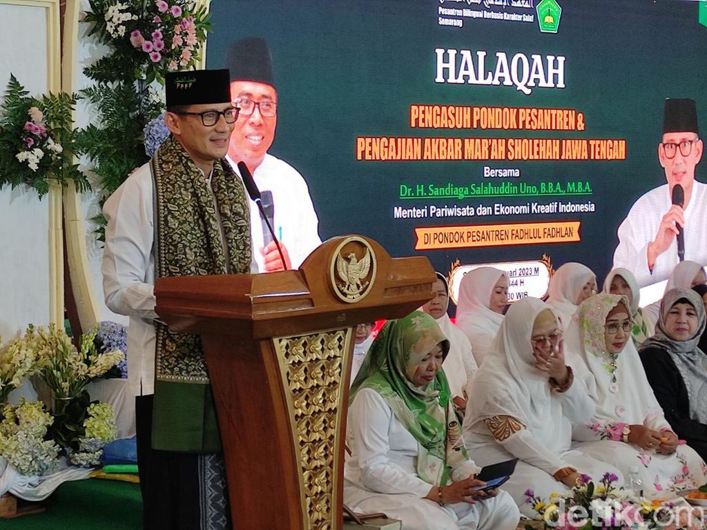Sandiaga Uno Diteriaki Presiden saat Datangi Ponpes di Semarang
