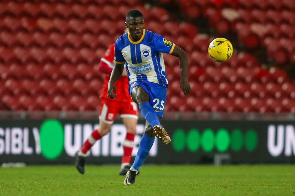 Brighton and Hove Albion's Moises Caicedo during the FA Cup Third Round match between Middlesbrough and Brighton and Hove Albion at the Riverside Stadium, Middlesbrough on Saturday 7th January 2023. (Photo by Michael Driver/MI News/NurPhoto via Getty Images)