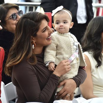 Sophie Turner, from left, Priyanka Chopra and her daughter Malti Marie Chopra Jonas attend a ceremony honoring The Jonas Brothers with a star on The Hollywood Walk of Fame on Monday, Jan. 30, 2023, in Los Angeles. (Photo by Jordan Strauss/Invision/AP)