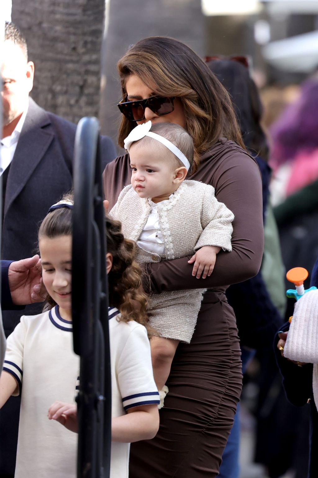 HOLLYWOOD, CALIFORNIA - JANUARY 30: (L-R) Danielle Jonas, Kevin Jonas, Priyanka Chopra, Nick Jonas, Joe Jonas, Sophie Turner, and (front) Alena Rose Jonas and Valentina Angelina Jonas attend The Hollywood Walk of Fame star ceremony honoring The Jonas Brothers on January 30, 2023 in Hollywood, California. (Photo by Amy Sussman/Getty Images)