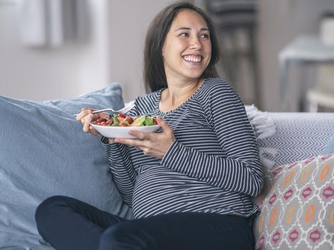 Illustration of Pregnant Woman Eating