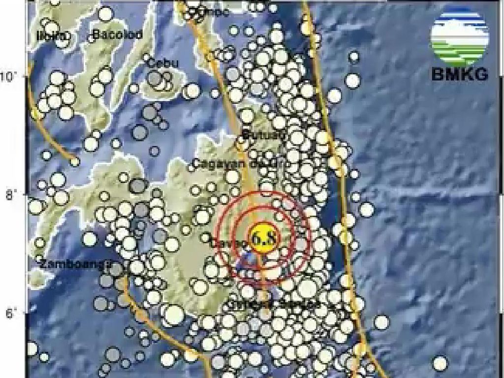Ini Titik Gempa M 6,8 di Barat Laut Sulut, Berpusat di Darat Ini Titik Gempa M 6,8 di Barat Laut Sulut, Berpusat di Darat