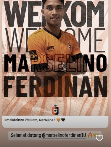 Ilhan Fandi sambut Marselino Ferdinan di KMSK Deinze.