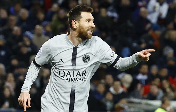 Soccer Football - Ligue 1 - Montpellier v Paris St Germain - Stade de la Mosson, Montpellier, France - February 1, 2023 Paris St Germains Lionel Messi celebrates scoring their second goal REUTERS/Eric Gaillard
