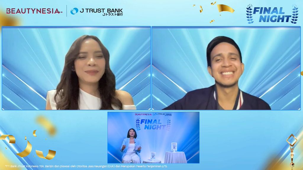 Jru J Trust Ambassador Hunt 2022 'Be The Future Influencers', yaitu Amelia Ayu Kinanti selaku Editor in Chief Beautynesia dan Andovi Da Lopez selaku Content Creator