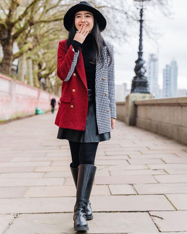 Febby Rastanty dengan two tone blazer/Sumber: IG @febbyrastanty