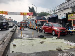 Jalan Amblas di Ciputat Sudah Diperbaiki, Lalin Masih Macet
