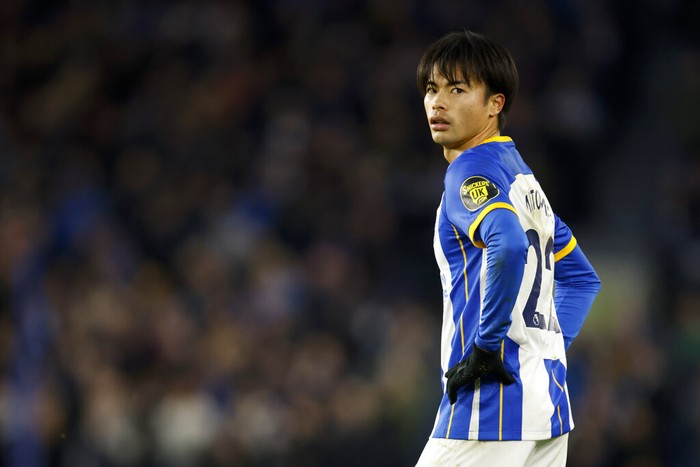 Kaoru Mitoma Bournemouth's Adam Smith, left, chases for the ball alongside Brighton's Kaoru Mitoma during the English Premier League soccer match between Brighton and Hove Albion and Bournemouth at the Amex Stadium in Brighton, England, Saturday, Feb. 4, 2023. (AP Photo/David Cliff)