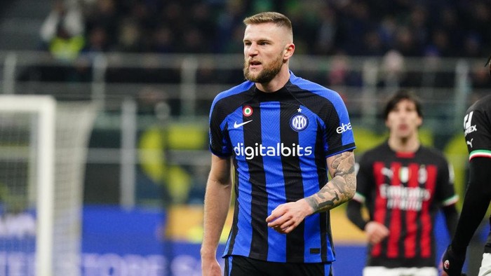 Milan Skriniar (FC Internazionale) during the match between FC Internazionale and AC Milan, Serie A, at Giuseppe Meazza Stadium on February 05th, 2023. (Photo by Luca Rossini/NurPhoto via Getty Images)