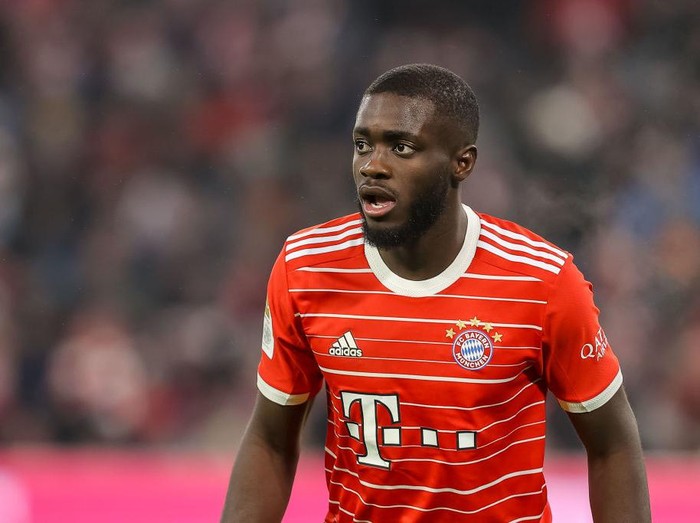 MUNICH, GERMANY - JANUARY 24: Dayot Upamecano of Bayern Muenchen looks on during the Bundesliga match between FC Bayern München and 1. FC Köln at Allianz Arena on January 24, 2023 in Munich, Germany. (Photo by Roland Krivec/DeFodi Images via Getty Images)