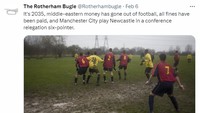 Manchester City dan Newcastle United bentrok di kasta bawah apabila investor Timur Tengah dilarang di Premier League. (Foto: Twitter)