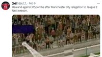 Ketika Erling Haaland menjebol gawang Wycombe di divisi empat Inggris usai hukuman Manchester City. (Foto: Twitter)