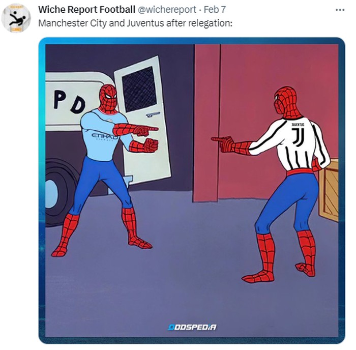 Meme Manchester City Meme Manchester City degradasi usai melanggar aturan finansial Liga Inggris.