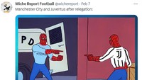 Manchester City bertemu Juventus yang juga kena hukuman pengurangan poin di Liga Italia. Duh, tunjuk-tunjukan deh! (Foto: Twitter)