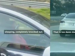 Bahaya Banget! Orang Diduga Tidur di Tesla Saat Sedang Berkendara