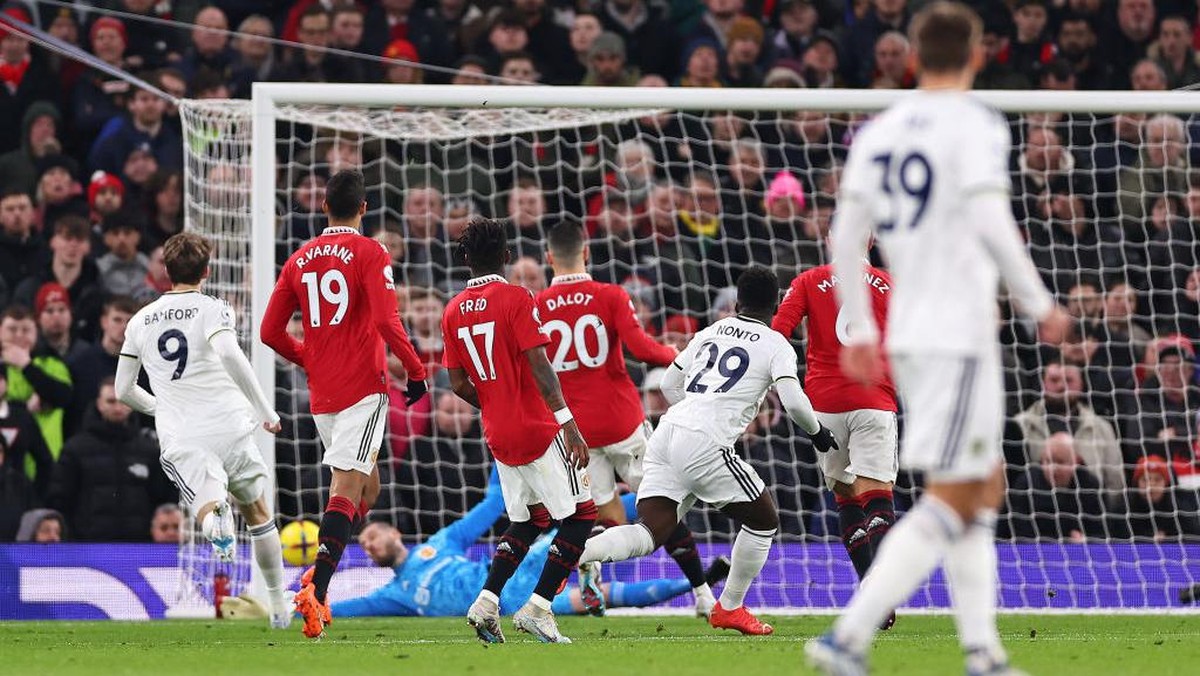 MU tertinggal 0-1 dari Leeds United di babak pertama (Foto: Getty Images/Robbie Jay Barratt - AMA)