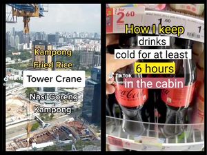 Berada di Ketinggian, Pria Ini Tunjukkan Cara Masak dan Makan di Crane