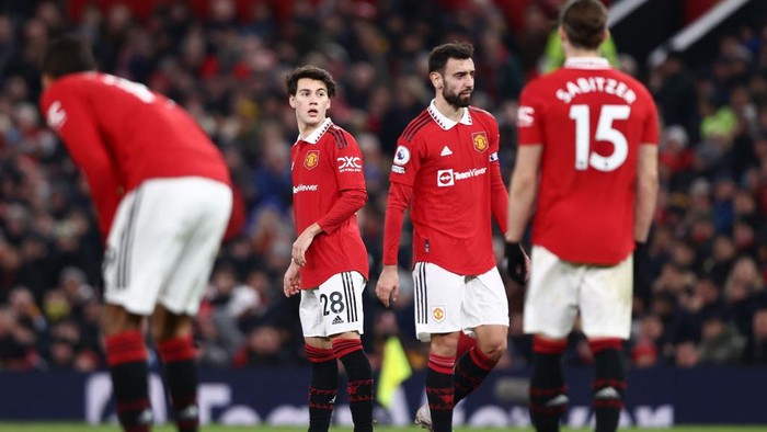 MANCHESTER, ENGLAND - FEBRUARY 08: Facundo Pellistri of Manchester United looks on during the Premier League match between Manchester United and Leeds United at Old Trafford on February 08, 2023 in Manchester, England. (Photo by Naomi Baker/Getty Images)